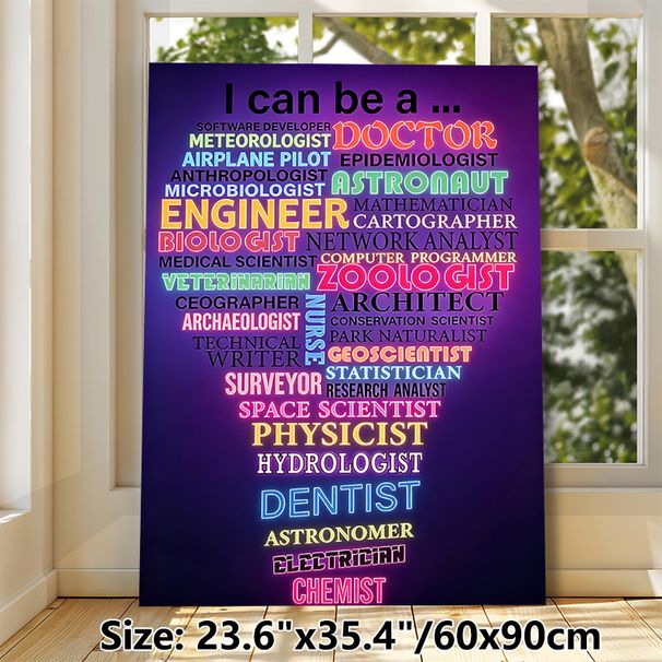 Career Aspiration Painting Poster, Vibrant Neon-style Career Word Art Poster, Inspiring Design To Foster Career Exploration, Ideal For Study Room_maomaolike.com