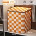Portable Large Capacity Quilt Storage Bag Cute Bear Plaid Pattern Clothes Organizer For Home Moving_maomaolike.com