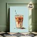 Iced Coffee Painting Poster, Vibrant Artistic Poster, Stylized Creamy Iced Coffee In Glass With Striped Straw And Cocoa Dust Design, Adds Cozy Warm_maomaolike.com
