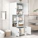 Tall And Wide Bathroom Floor Storage Cabinet, Bathroom Storage Unit, Freestanding Cabinet With 4 Doors, Adjustable Shelves, Open Multi-layer Shelves_maomaolike.com