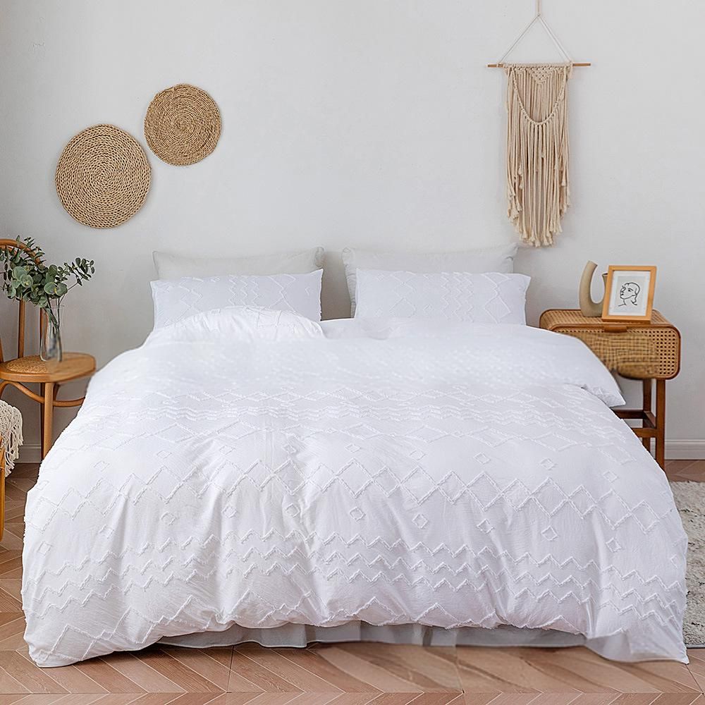 Bedding Craft Style Solid Color Cut Flower Series Diamond Shaped Home Textile Three Piece Set_maomaolike.com