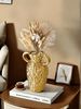 1PC Bump Design Art Contemporary Style Threaded Ceramic Vase Gold Fillable Water Ornament Flower Arrangement Vase_maomaolike.com
