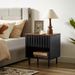 2 Set Nightstands With Grille Striped Doors, Mid Century Modern Nightstand, Bedside Table With Slatted Drawer Decor, End Tables Bedroom With Metal Legs, Night Stand For Bedroom_maomaolike.com