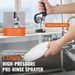 VEVOR Commercial Faucet With Pre-Rinse Sprayer, 47" Height, 8" Center, 12" Swing Spout, Wall Mount Kitchen Sink Faucet, Brass Constructed Device With Pull Down Spray, For 1/2/3 Compartment Sink_maomaolike.com
