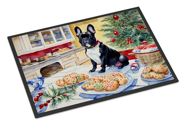 French Bulldog Christmas Cookies Doormat Front Door Mat Indoor Outdoor Rugs For Entryway, Non Slip Washable Low Pile, 24H X 36W_maomaolike.com
