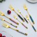 5PCS Ceramic Handle Portable Olden Dinnerware Set Tableware Set Cutlery Set Flatware Set_maomaolike.com