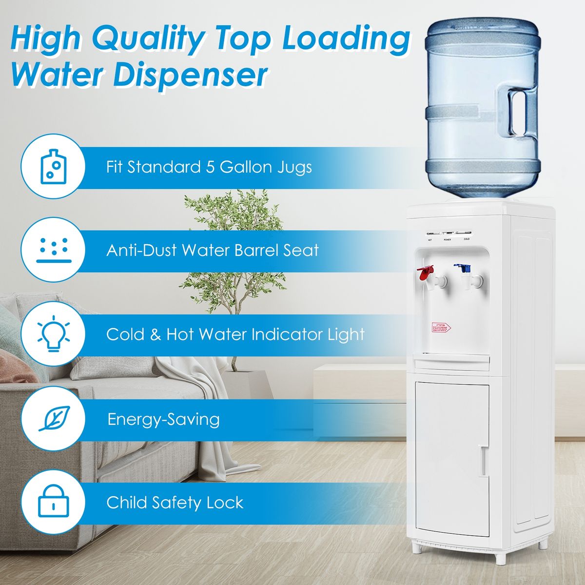 5 Gallons Hot And Cold Water Cooler Dispenser With Child Safety Lock_maomaolike.com