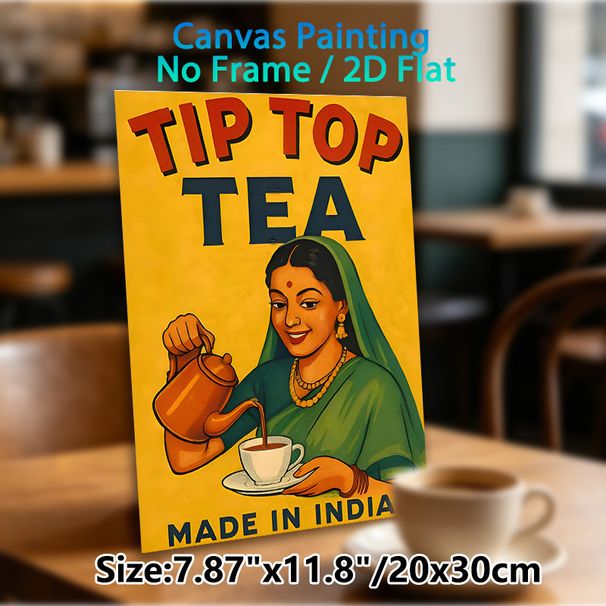 Tip Top Tea Vintage Advertising Painting Poster, Warm-toned Retro Style Poster, Featuring An Indian Lady Pouring Tea, Adds Nostalgic Charm, Ideal For_maomaolike.com