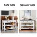 Retro Design Console Table With Two Open Shelves, Pine Solid Wood Frame And Legs For Living Room_maomaolike.com