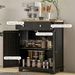 Kitchen Storage Cabinet, Sideboard Floor Cupboard With Solid Wood Top, Adjustable Shelf, And 2 Drawers, Distressed Black_maomaolike.com