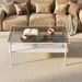 Modern Rectangular Coffee Table With Tempered Gray Glass Top And MDF Layer – Table For Living Room,White Legs_maomaolike.com