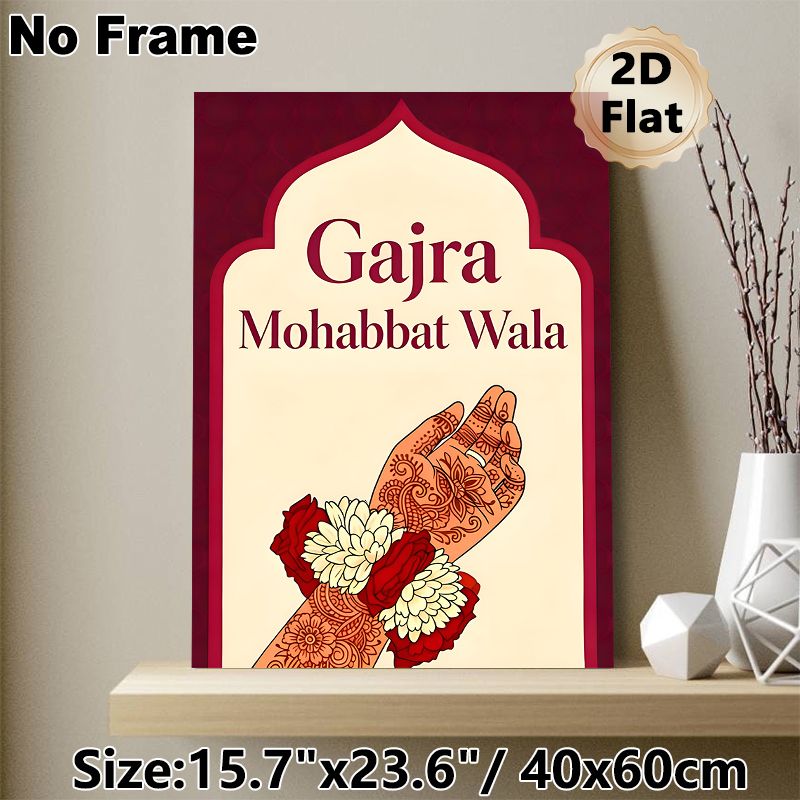 Indian Mehndi & Floral Gajra Painting Poster, Vibrant Traditional Indian Cultural Art Poster, Exquisite Cultural Decor Suitable For Home, Wedding_maomaolike.com