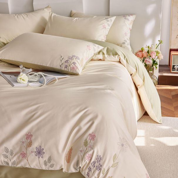 Wholesale Light Luxury Pastoral Style Embroidered Pure Four-Piece Girl's Heart Bare Sleep All-Cotton 100-Count Long-Staple Cotton_maomaolike.com