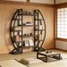 Industrial Bookshelf, Oval Triple Wide Etagere Bookcases Display Shelves_maomaolike.com