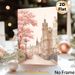 Cherry Blossom European Town Scenery Painting Poster, Soft-toned Pastel Romantic Street View Poster, Brings Warm Tranquil Ambiance, Ideal For Living_maomaolike.com