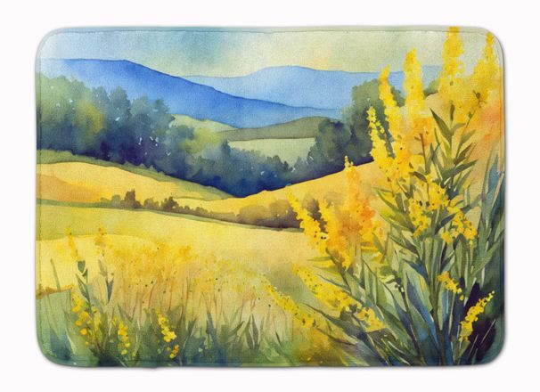 Kentucky Goldenrod In Watercolor Memory Foam Kitchen Mat Machine Washable Anti-Fatigue Mat Cushion Comfort Bath Mat Or Kitchen Rug_maomaolike.com