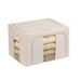 Foldable Cotton Linen Storage Box With Steel Support, Stackable Closet Organizer Container With Transparent Window For Clothes, Bedding, Quilts_maomaolike.com
