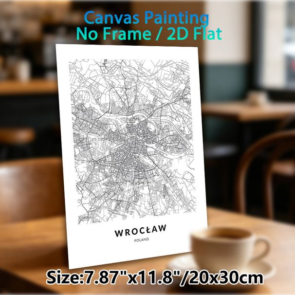 Wroclaw Poland City Map Painting Poster, Minimalist Black & White Line Art Poster, Clear Urban Layout Display, Ideal For Home Office And Living Room_maomaolike.com