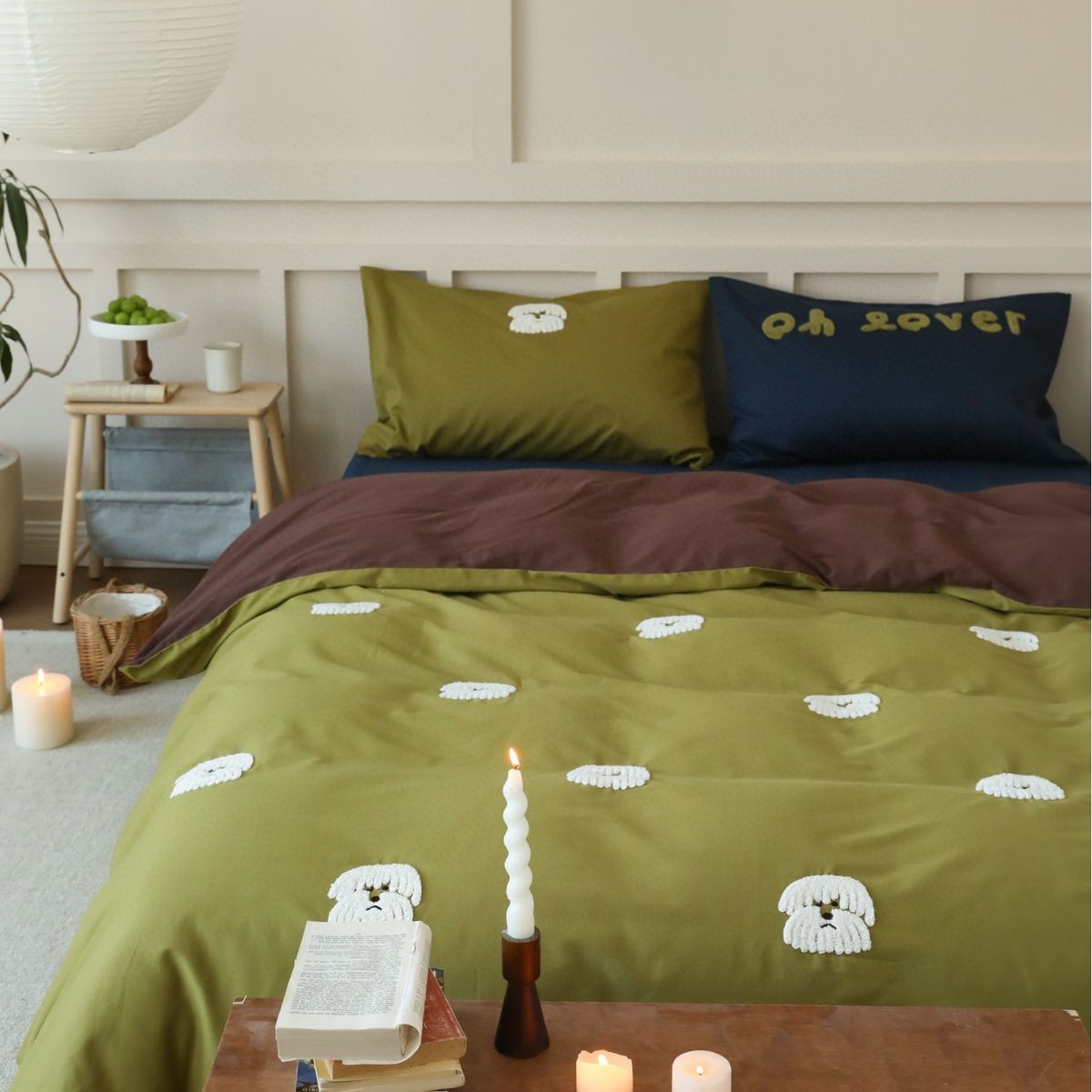 1 Soft And Warm Double-Ply Baby Cartoon Cute Volcano Brushed Full Cotton Bed Sheet Four-Piece Set_maomaolike.com
