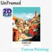 Kabylie Algeria Village Travel Painting Poster, Vibrant Retro Sunlit Hillside Village Scene Poster, Warm Travel-themed Decor Ideal For Living Room_maomaolike.com