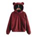 Women's Clothing autumn and winter new fluffy rabbit ears hooded warm sweater sweater_maomaolike.com