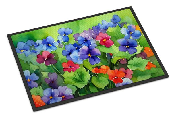 Illinois Violet In Watercolor Doormat Front Door Mat Indoor Outdoor Rugs For Entryway, Non Slip Washable Low Pile, 24H X 36W_maomaolike.com