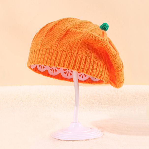 Hot Sale Mother Baby Knitted Beanie Orange Beret Women Kids Crochet Halloween Parent-child Pumpkin Bonnet Boina Girls Knit Barett_maomaolike.com