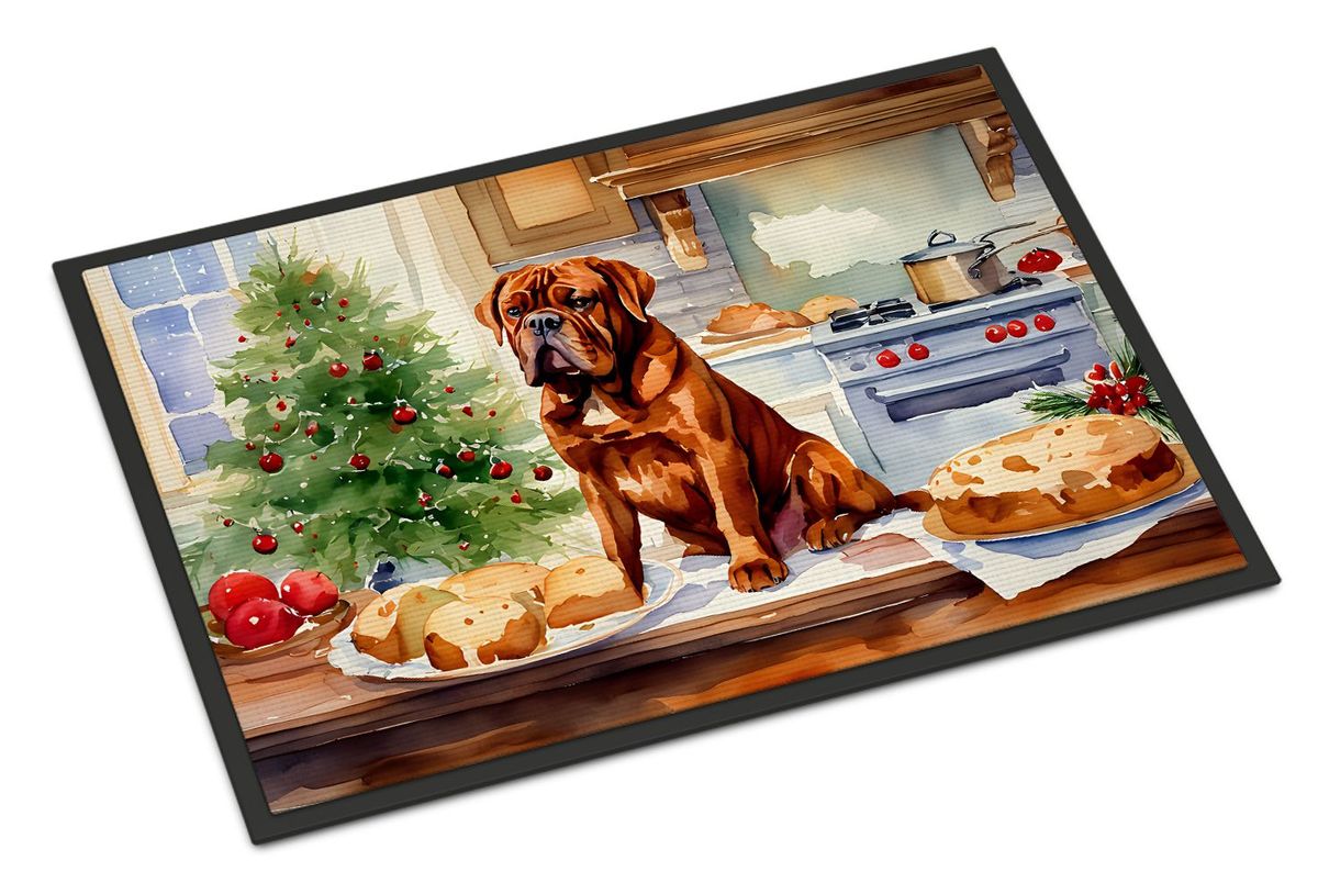 Dogue De Bordeaux Christmas Cookies Doormat Front Door Mat Indoor Outdoor Rugs For Entryway, Non Slip Washable Low Pile, 24H X 36W_maomaolike.com