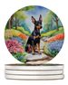 Terrier Spring Path Large Sandstone Coasters Pack Of 4 Absorbent Round Coasters Decor Gifts For Men Or Women, 4 In, Multicolor_maomaolike.com
