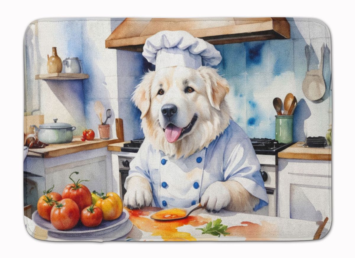 Great Pyrenees The Chef Memory Foam Kitchen Mat Machine Washable Anti-Fatigue Mat Cushion Comfort Bath Mat Or Kitchen Rug_maomaolike.com