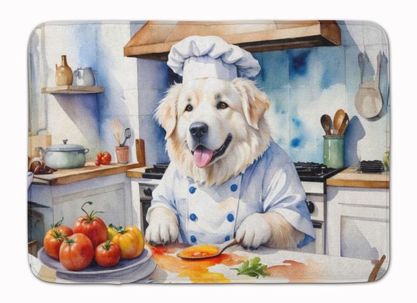 Great Pyrenees The Chef Memory Foam Kitchen Mat Machine Washable Anti-Fatigue Mat Cushion Comfort Bath Mat Or Kitchen Rug_maomaolike.com