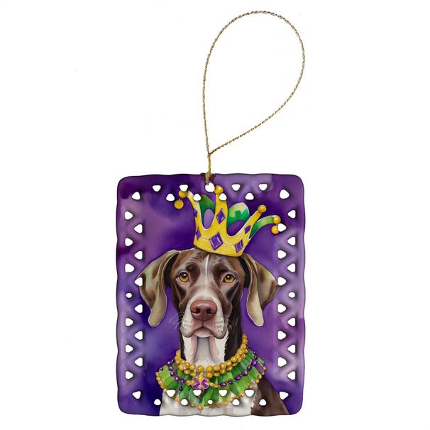 German Shorthaired Pointer King Of Mardi Gras Porcelain Ornament Christmas Tree Hanging Decorations For Home Christmas Holiday, Rectangle, Gift, Multicolor_maomaolike.com