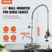 VEVOR Commercial Faucet With Pre-Rinse Sprayer, 44" Height, 8" Center, 12" Swing Spout, Wall Mount Kitchen Sink Faucet, Brass Constructed Device With Pull Down Spray, For 1/2/3 Compartment Sink_maomaolike.com