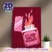 Pink Lighter Themed Painting Poster, Vibrant Cartoon-style Flaming Pink Lighter Poster, Eye-catching Wall Decor For Bedroom, Living Room_maomaolike.com