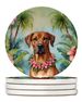 Rhodesian Ridgeback Luau Large Sandstone Coasters Pack Of 4 Absorbent Round Coasters Decor Gifts For Men Or Women, 4 In, Multicolor_maomaolike.com
