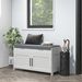 Shoe Storage Bench, Modern Entryway Bench With Cushion, Hidden Compartments, Adjustable Shelves, Shutter Doors, White_maomaolike.com