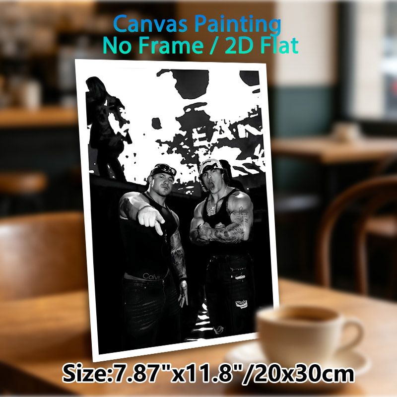 Muscular Tattooed Men Painting Poster, Monochrome Bold Portrait Poster, Edgy Dynamic Design Brings Striking Vibe, Ideal For Gym, Living Room Wall_maomaolike.com
