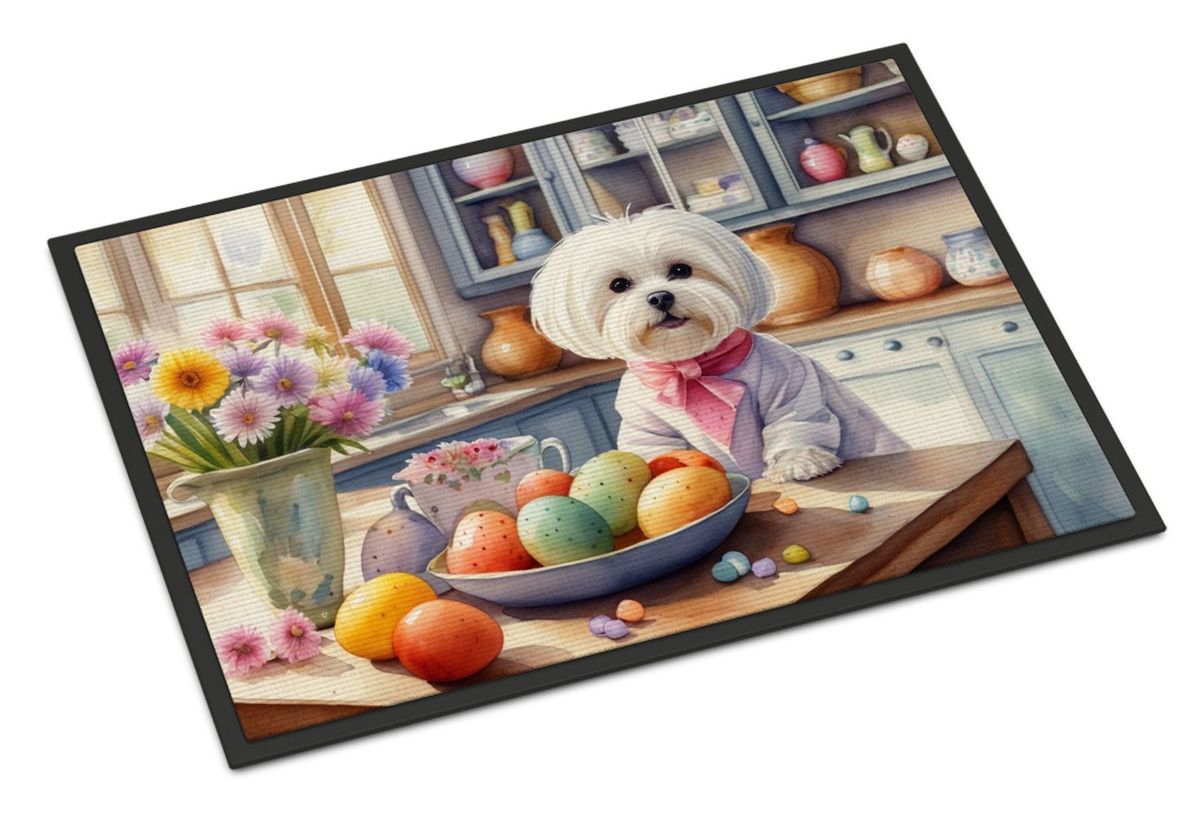 Decorating Easter Maltese Doormat Front Door Mat Indoor Outdoor Rugs For Entryway, Non Slip Washable Low Pile, 24H X 36W_maomaolike.com