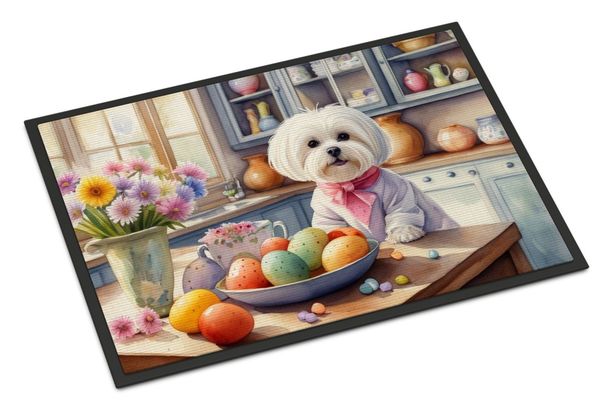 Decorating Easter Maltese Doormat Front Door Mat Indoor Outdoor Rugs For Entryway, Non Slip Washable Low Pile, 24H X 36W_maomaolike.com