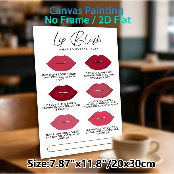 Lip Blush Healing Process Painting Poster, Clear Illustrative Lip Recovery Stages Poster, Informative Aftercare Guide, Ideal For Beauty Salons And_maomaolike.com