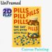 Pill Themed Painting Poster, Vintage Bold Typography & Capsule Bottle Graphic Poster, Unique Decorative Piece Ideal For Clinics, Bedrooms And Living_maomaolike.com