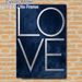 Love Themed Painting Poster, Dark Blue Textured With Crackled Metallic Silver Typography Poster, Sleek Minimalist Design, Ideal For Bedroom, Living_maomaolike.com