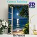 Moonlit Seaside Window View Painting Poster, Serene Realistic Night Ocean Scene Poster, Calming Natural Scenery Ideal For Bedroom, Living Room Wall_maomaolike.com