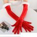 Christmas Red velvet gloves Christmas Annual party Long birthday party dinner Cosplay costume performance accessories_maomaolike.com
