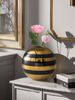 1pc Black And Gold Stripe Color Ball Vase Is Suitable For Light Luxury, High-end Design Style, Multi-scene Ornaments, Flower Arrangement, Vase_maomaolike.com