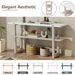 Retro Elegant Console Table With Marble-Effect Top And Versatile Storage Solutions For Entryway And Living Room_maomaolike.com