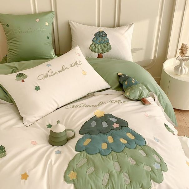 Class A Duvet Cover Forest Green Pure Four-Piece Set 100% Long-Staple Cotton Bed Sheet Fresh Bedding_maomaolike.com