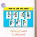 Toilet Usage Guide Painting Poster, Bright Cartoon Step-by-Step Instruction Poster, Clear Visual Guide For Proper Toilet Habits, Ideal For Bathroom_maomaolike.com