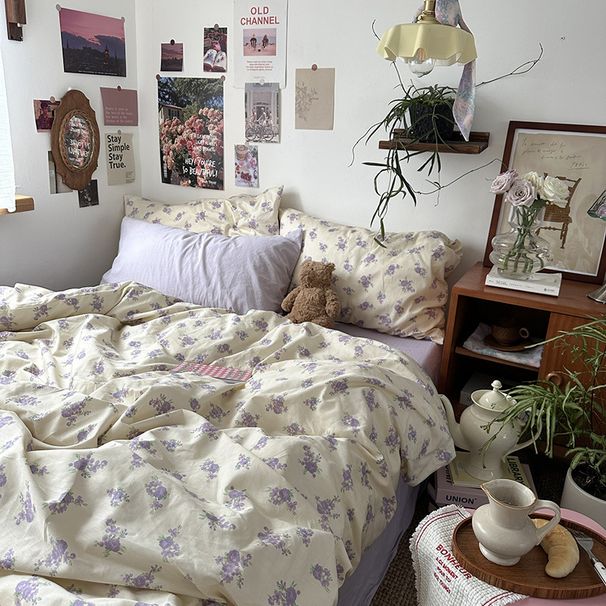 Wholesale INS Fresh All-Cotton Korean Pastoral Style 4-Piece Vintage Small Floral Student Dormitory Pure Cotton Four-Piece Set_maomaolike.com
