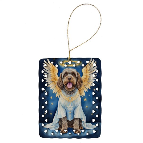 Wirehaired Pointing Griffon My Angel Porcelain Ornament Christmas Tree Hanging Decorations For Home Christmas Holiday, Rectangle, Gift, Multicolor_maomaolike.com